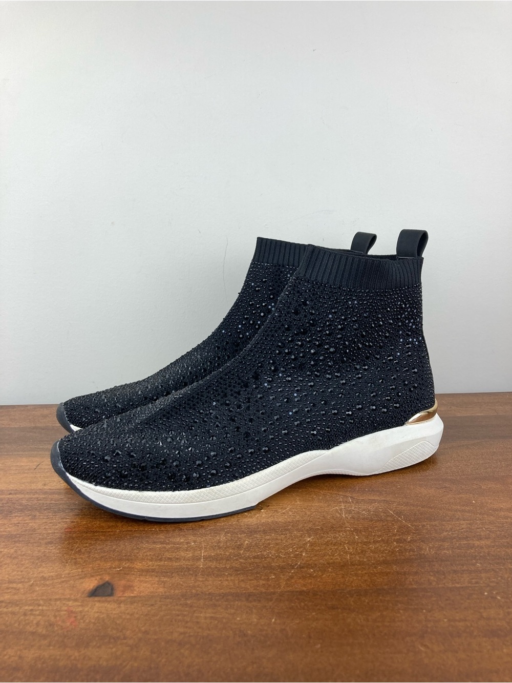 Carvela Jibberish Bling High-Top Woven Sequin Sneakers Black Size 40.5 Women 10.